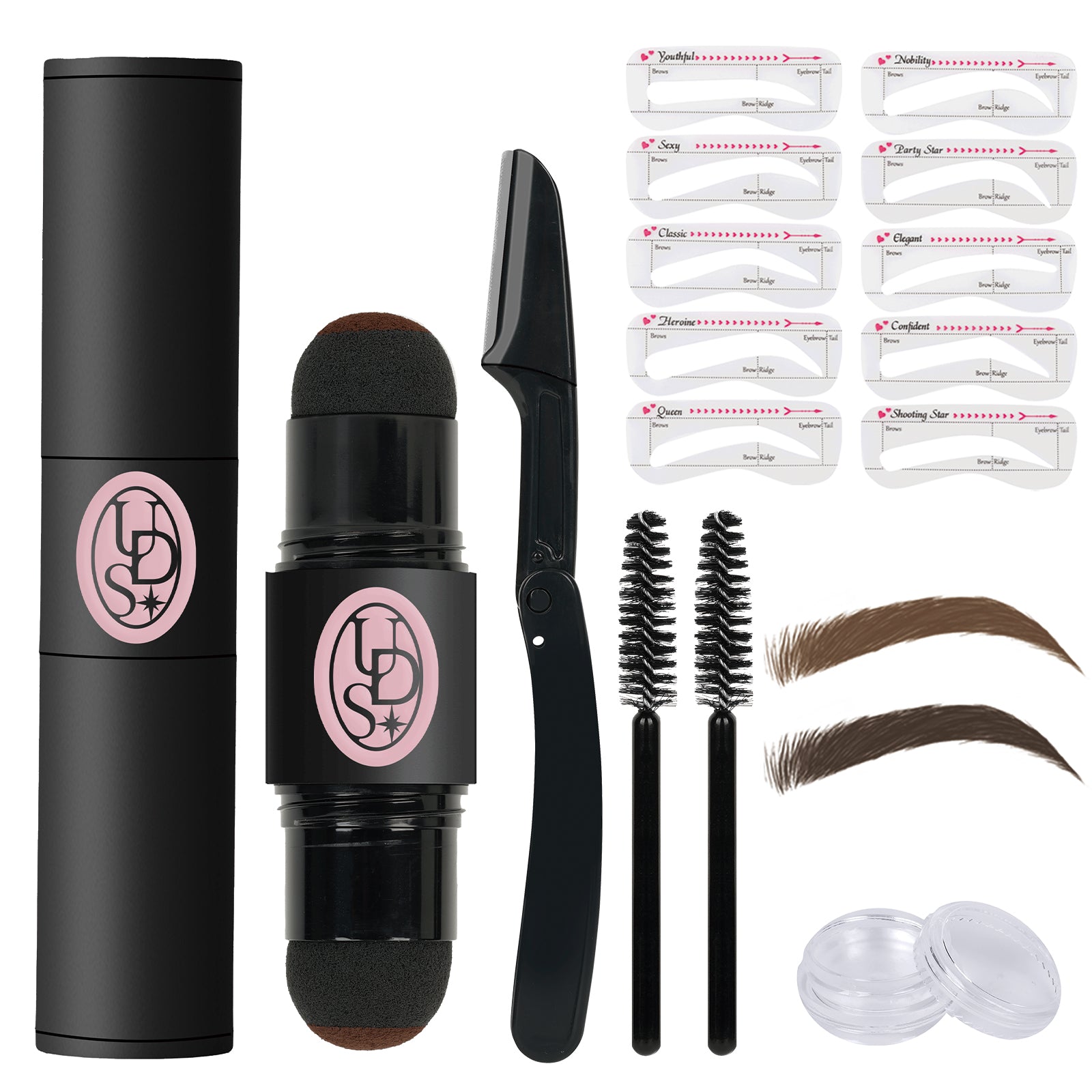 Unidollss Dual-Ended Eyebrow Stamp Stencil Kit